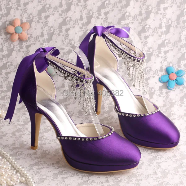 purple wedding heels for bride