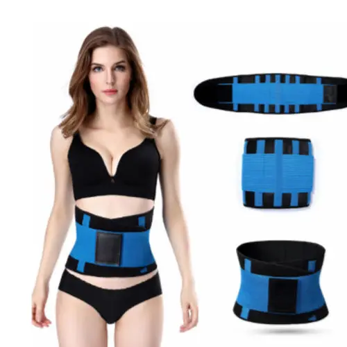 Men Women Shapewear Sweat Belt Waist Cincher Trainer Trimmer Gym Body Shaper Unisex Sports Belt Waistband - Color: Blue