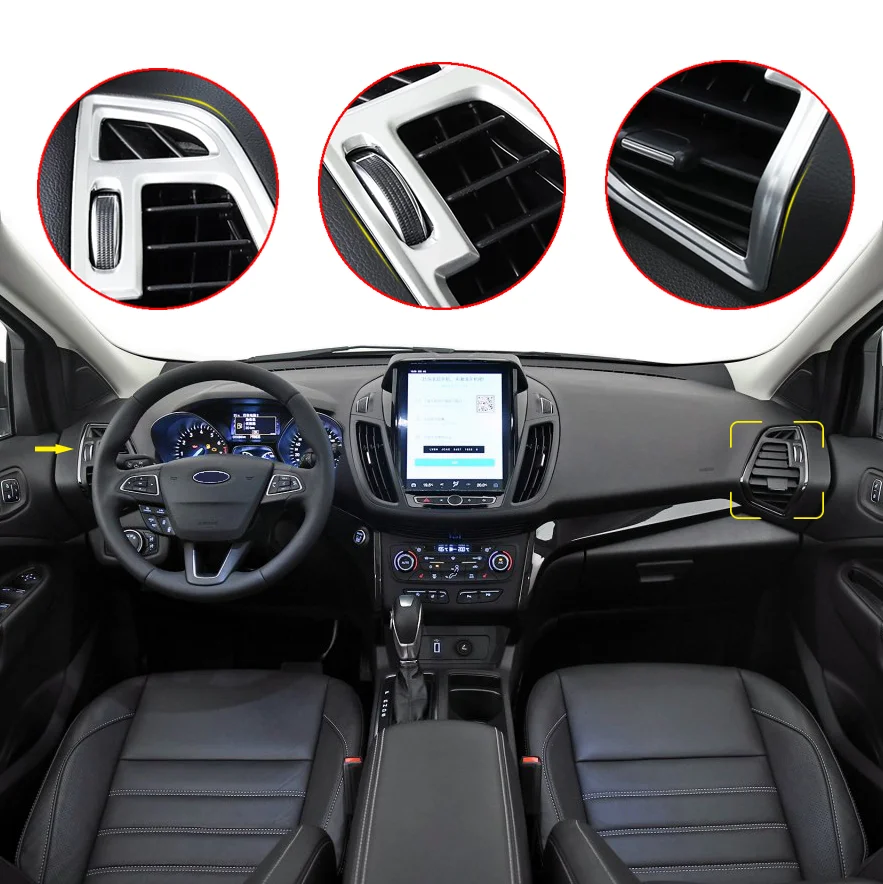 5ABS Air Vent Outlet Cover Trim Car AC Air-condition Wind Out styling stickers accessories For Ford Kuga Escape 2017 2018