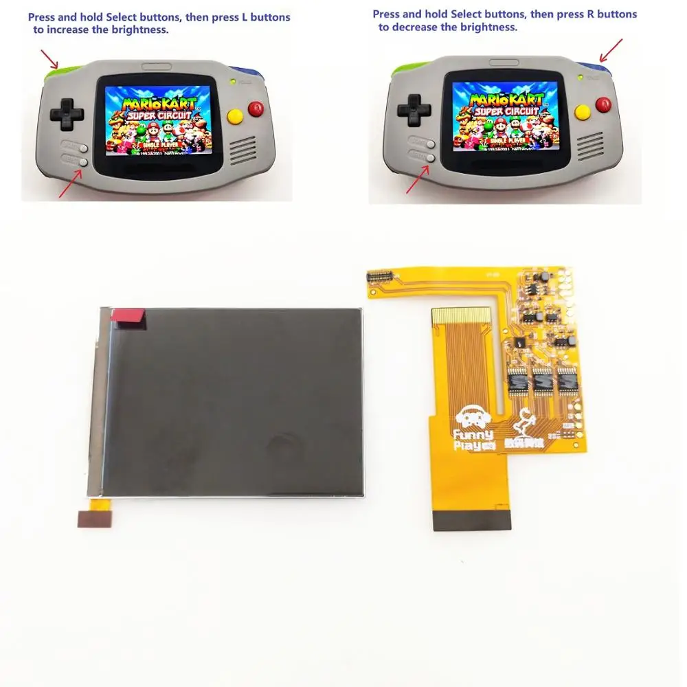 

10 Levels brightness iPS Backlight Backlit LCD For GameBoy Console For GBA Console V2 version