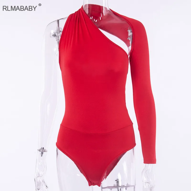 RLMABABY Sexy One Shoulder Bodycon Bodysuit Asymmetrical Hollow Out Long Sleeve Playsuit Backless Button Rompers Womens Jumpsuit RLMABABY Sexy One Shoulder Bodycon Bodysuit Asymmetrical Hollow Out Long Sleeve Playsuit Backless Button Rompers Womens Jumpsuit