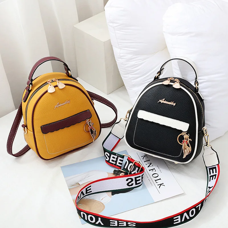 

2019 Korean Style Women Mini Backpack PU Leather Shoulder Bag For Teenage Girls Multi-Function Small Backpack Female Phone Pouch
