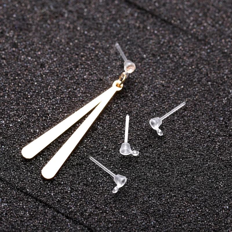 

20pcs/lot,Transparent Stud Earrings Sticky cup With hanging hole Prevent allergy Resin Ear pin DIY Jewelry Accessories
