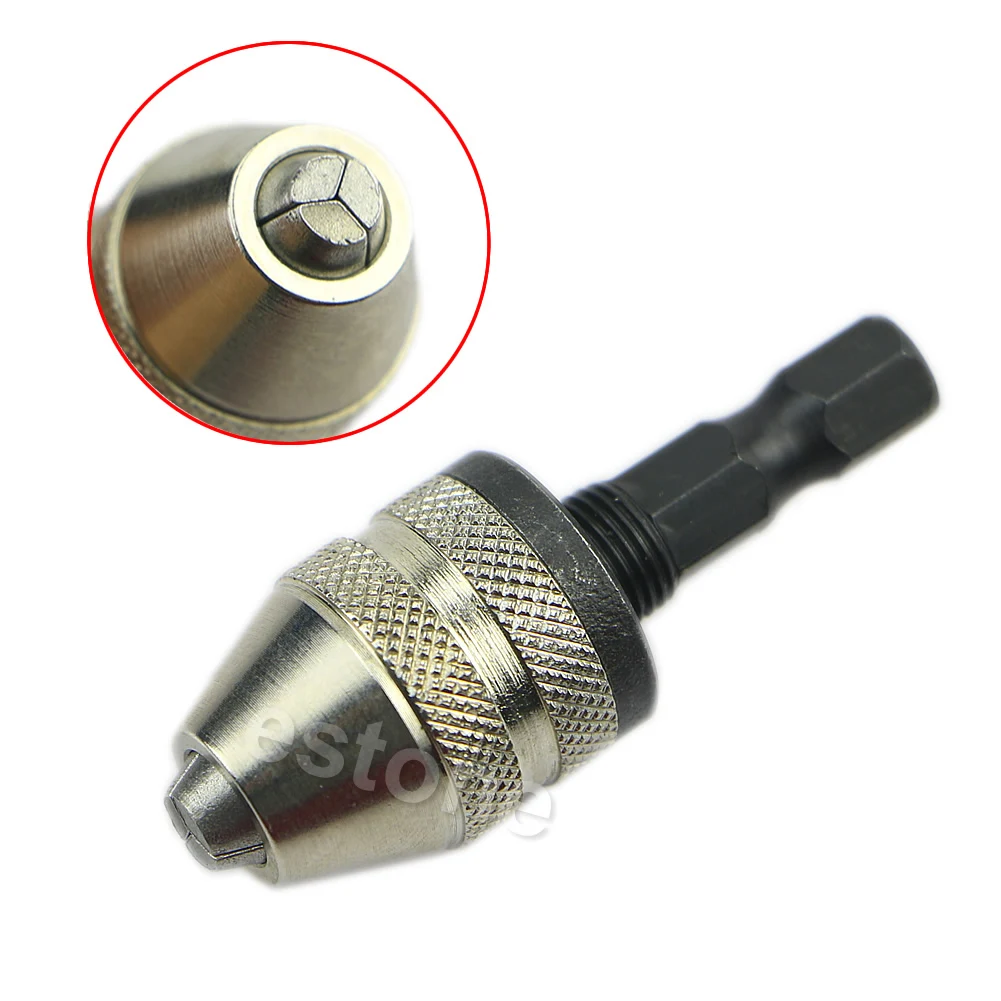 

0.3-3mm Keyless Drill Chuck Screwdriver Impact Driver Adaptor 1/4 Inch Hex Shank Drills Tool Clamping Range 2019 new