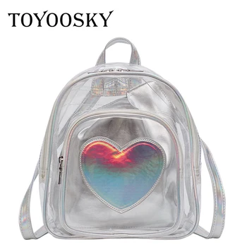 

TOYOOSKY 2 in 1 Backpack Women Cute Clear Mini Female Backpack PVC Transparent School Bag For Girls Teenagers Shoulder Bag