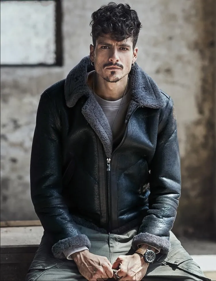 

New arrival Men's Genuine Leather Jacket Original ecological thickening fur one leather male Short locomotive leather fur coat