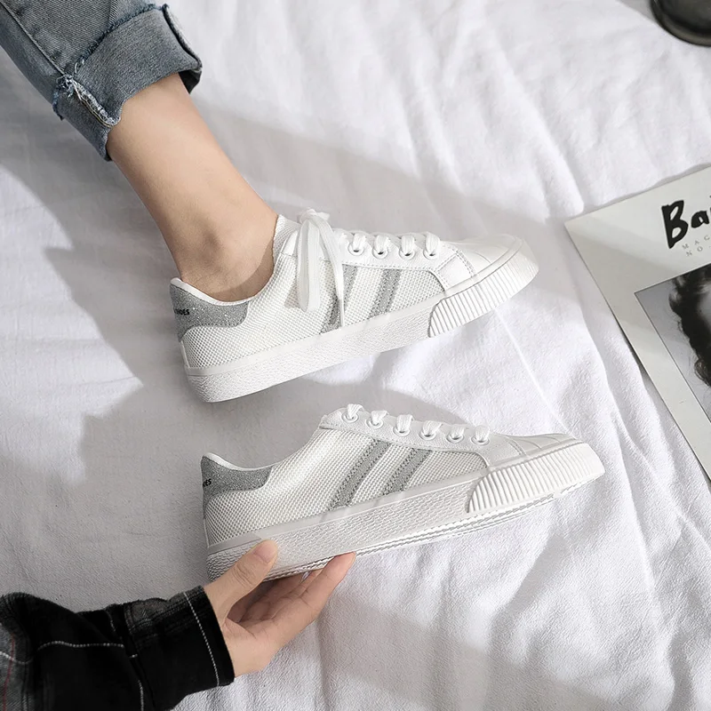 

2019 summer wild summer breathable canvas shoes mesh white shoes women