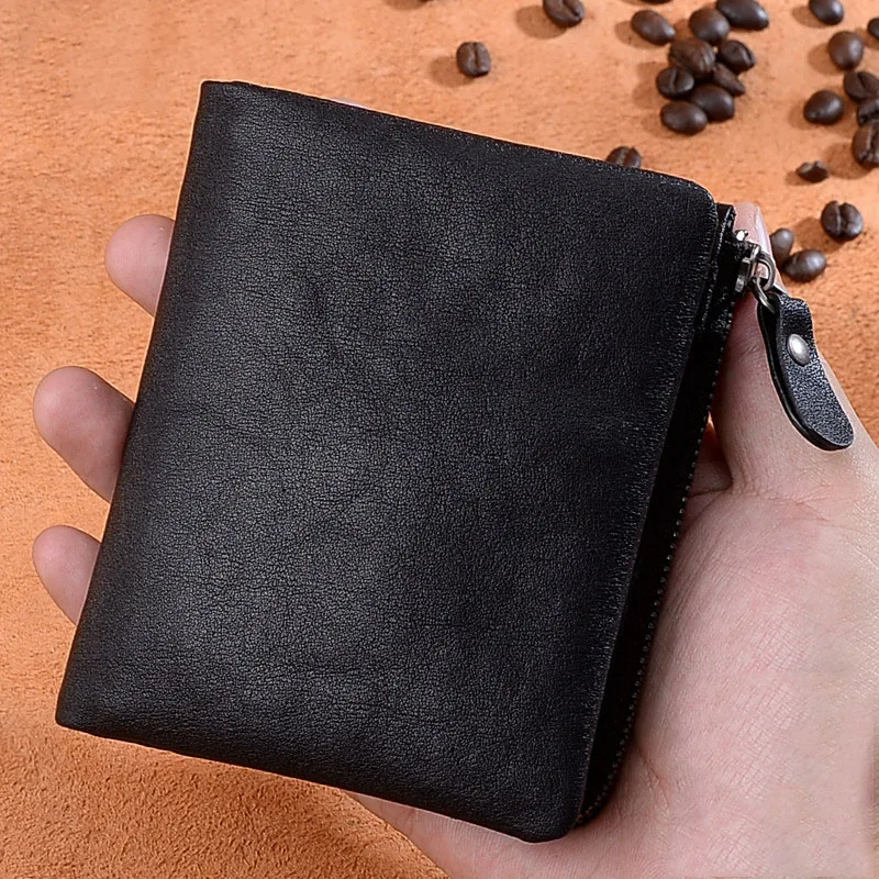 

Difenise Brand New Design for Man Genuine Leather Vintage Wallets Zipper Close Lots Card Sit Large Capacity Cowhide Man's Wallet