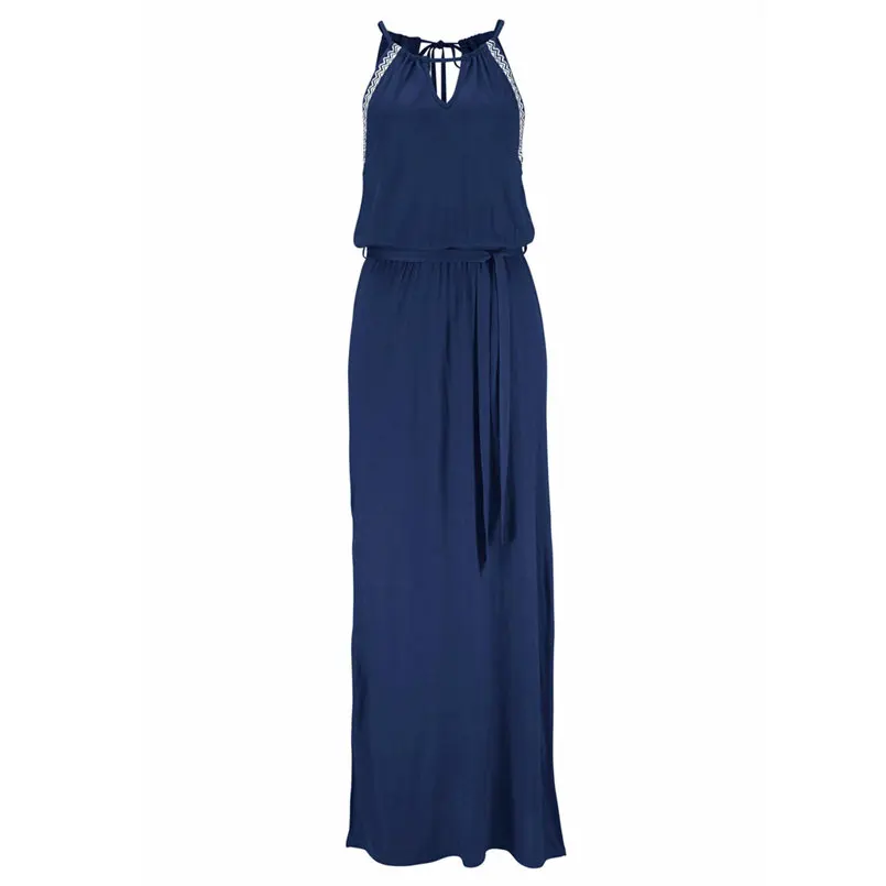 New Fashion Women Summer Sexy Boho Beach Solid Backless Long Maxi Loose Dress Elegant Lady Brief Casual Daily Party Dress #4R10  (6)