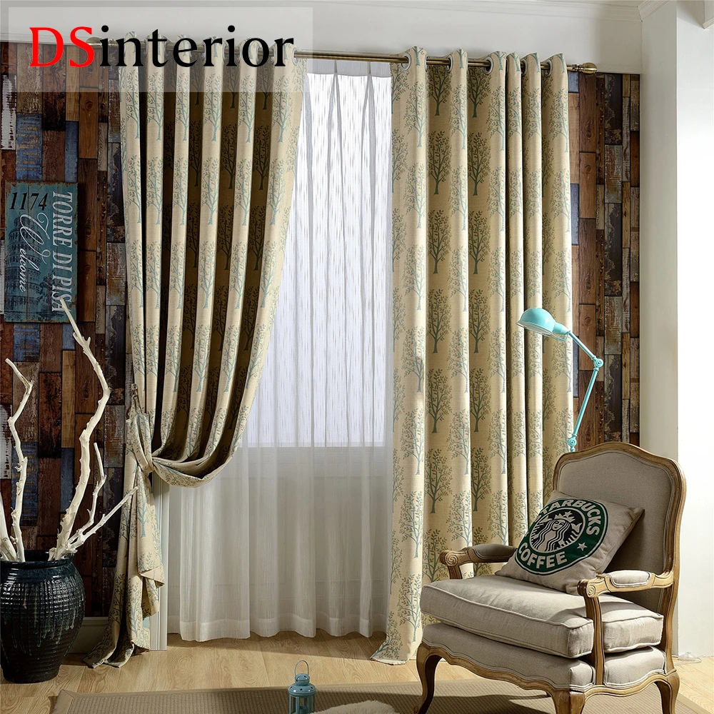 DSinterior tree design jacquard Blackout curtain for living room window