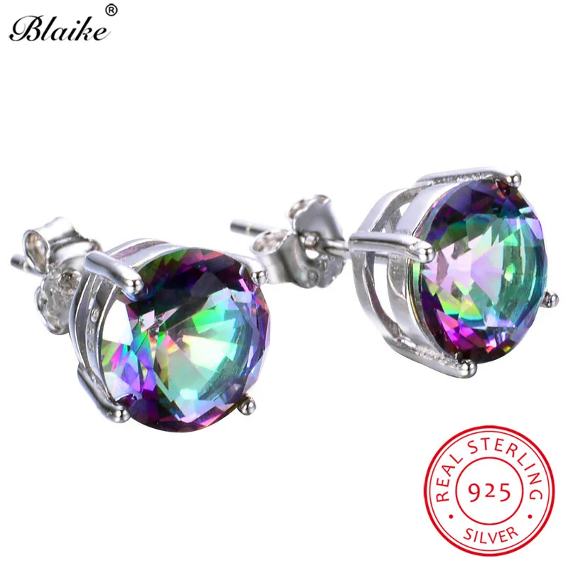 Женские круглые серьги гвоздики Blaike из 100% настоящего серебра 925 пробы с