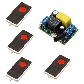 

AC 220V 10A 1 Channel Wireless Relay Remote Control Switch RF Receiver 4Transmitters LED Light Lamp Remote ON OFF Push Button
