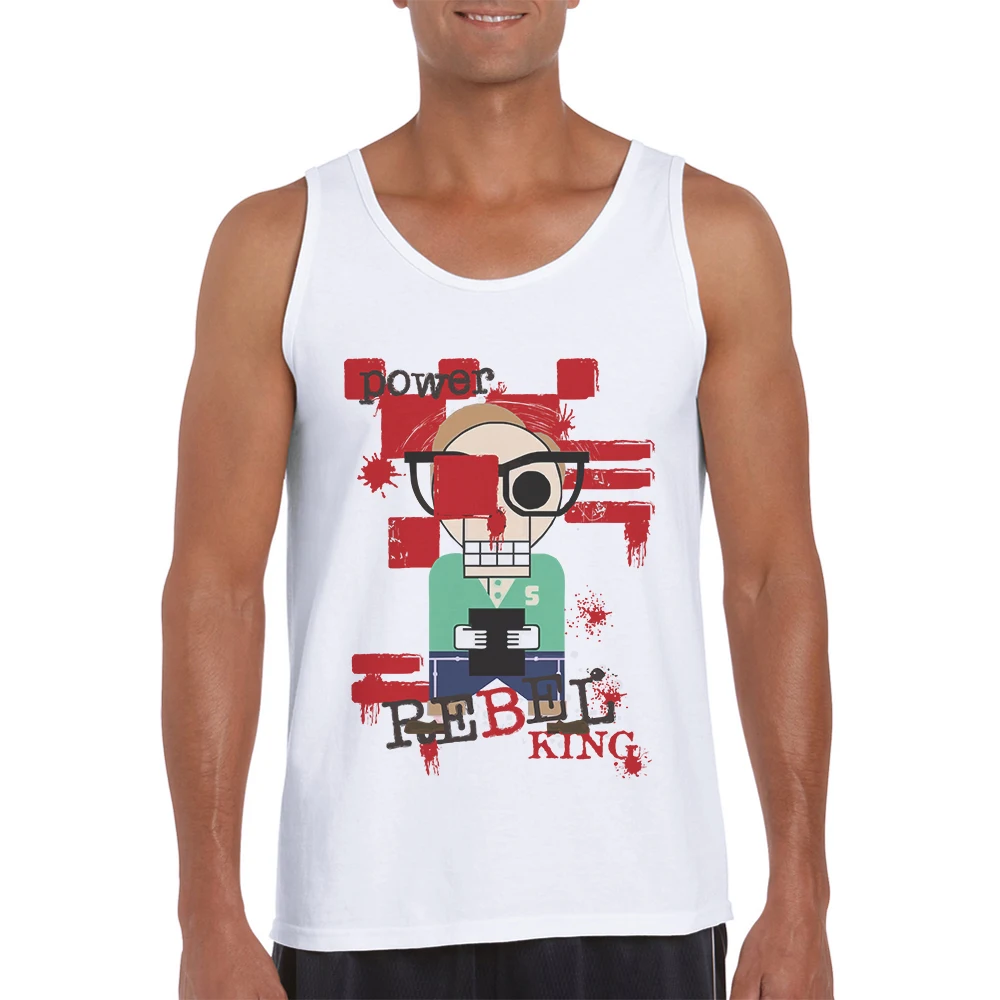 

New Arrival Fashion Brand Clothing Fitness Men Tank Tops Cotton Man Vest Paragraph Clothes Rebel King Printing Mens Gym Singlets