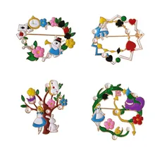 Аниме мультфильм Алиса в стране чудес Алиса Значки Металлические Булавки Ювелирная Брошь Косплей Костюм