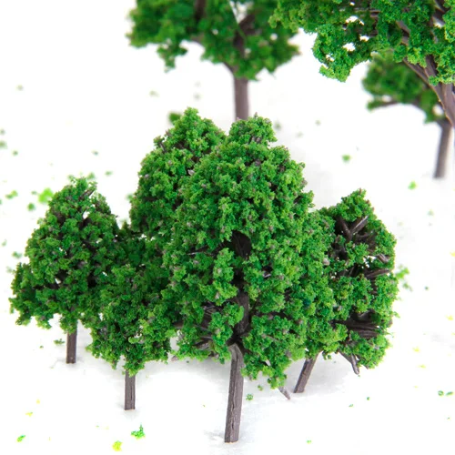 12Pieces Green Plastic Model Trees Train Railroad Park Garden Scenery Landscape Scenery DIY 1/50 Scale Trees Toys 6