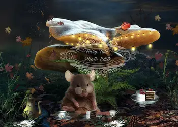 

Afternoon Tea Mouse forest fairy tale tree photo backdrop Vinyl cloth High quality Computer print children kids background