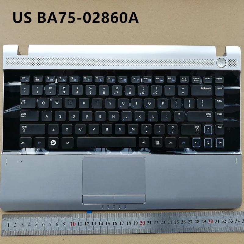 США Новая Клавиатура ноутбука с подставка под тачпад для samsung RV411 RV415 RV420 RV409 E3420 E3415 BA75-02860A серебристого цвета