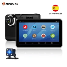 Topsource Видеорегистраторы для автомобилей gps навигации 7-дюймовый Android Bluetooth, Wi-Fi Full HD 1080 p Камера Автомобильный видеорегистратор gps 1080 P Запись Бесплатная карты