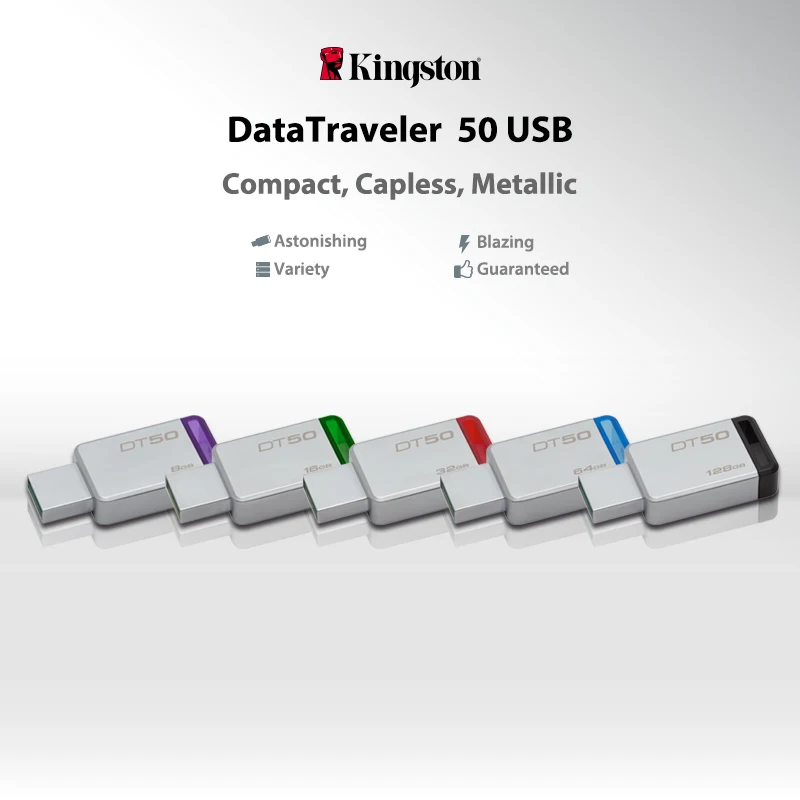 Kingston USB 3,0 флешки 128 Гб 64 ГБ 32 ГБ оперативной памяти, 16 Гб встроенной памяти, USB флэш-накопитель USB 3,1 110 МБ/с. флеш-накопитель 8 ГБ психического флеш-накопитель DT50