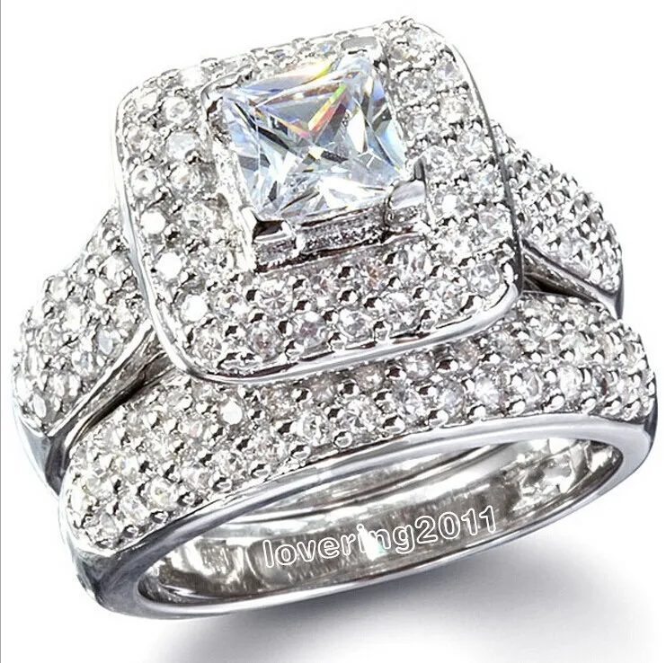 choucong majestic sensation 134pcs stone 5a zircon stone 14kt white gold gf wedding band ring set - Diamonique Wedding Rings choucong majestic sensation 134pcs stone 5a zircon stone 14kt white gold gf wedding band ring set - Diamonique Wedding Rings
