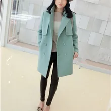 Free Shipping! 2016 Fashion Women Double breasted Coat 80% Wool Double Face Cut By Hand Custom Tailor Turn-down Collar Overcoat