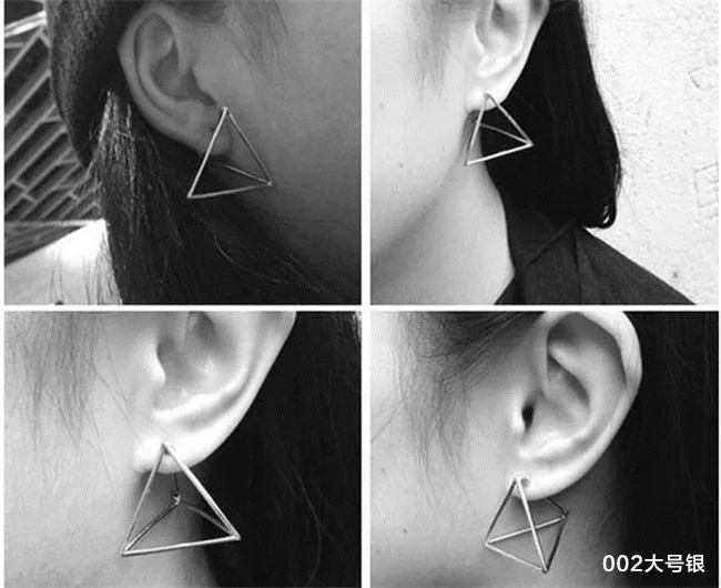 Europe and America Minimalist Punk Earrings Set for Women Geometric 3D Triangle Hollow Polygon Earrings Brincos Party Jewelry JH