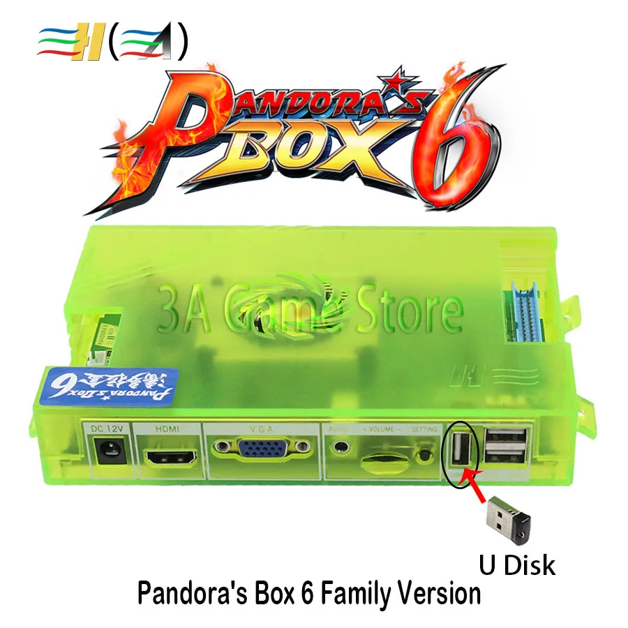Оригинальная семейная материнская плата Pandora Box 6 1300 в 1 может добавить 3000 игр