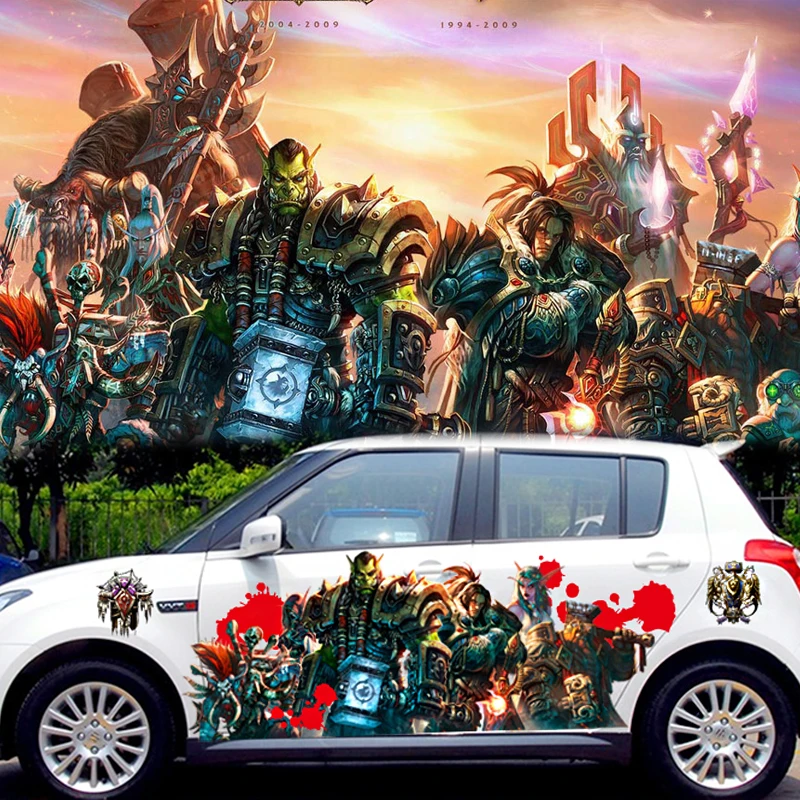 2PCS 3D Waterproof Printing Car Body Decals Car Spray Paint Warcraft