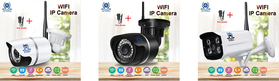 ZSVEDIO CCTV монитор ip-камера Wi-Fi ip-камера s Wifi наружная сигнализация Водонепроницаемая беспроводная NVR 720 P/960 P/1080 P 2MP HD веб-камера