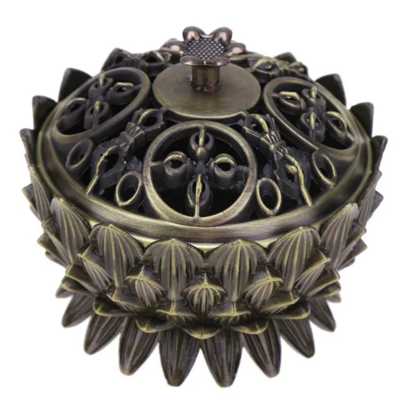 

Alloy Incense Burner Buddhist Incense Metal Furnace Lotus Incense Burner Small Bronze Home Decoration