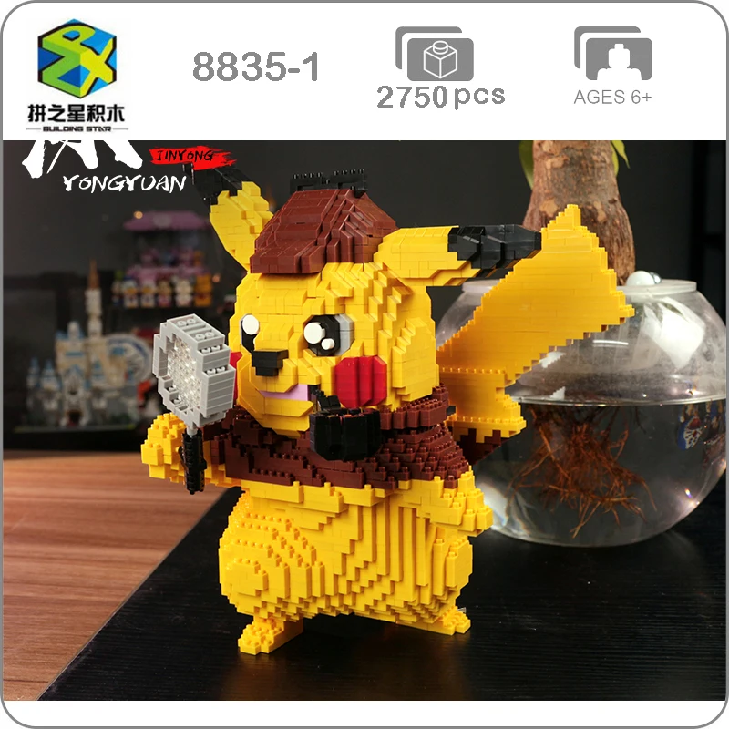 

Building Star 8835-1 Detective Pikachu Pocket Monster DIY 3D Model Mini Nano Blocks Diamond Building Toys for Children no Box