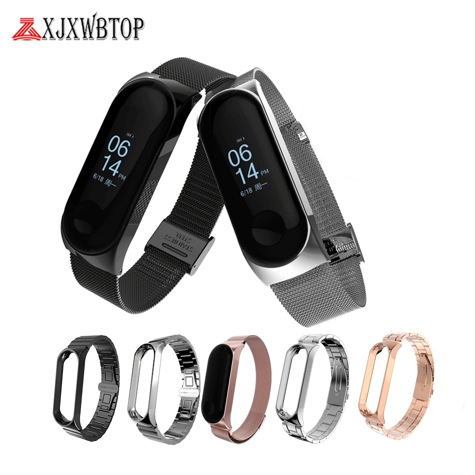 ZXJXWBTOP Metal Milanese Loop Stainless Steel For Mi Band 3 Bracelet Wrist Strap Xiaomi | Электроника