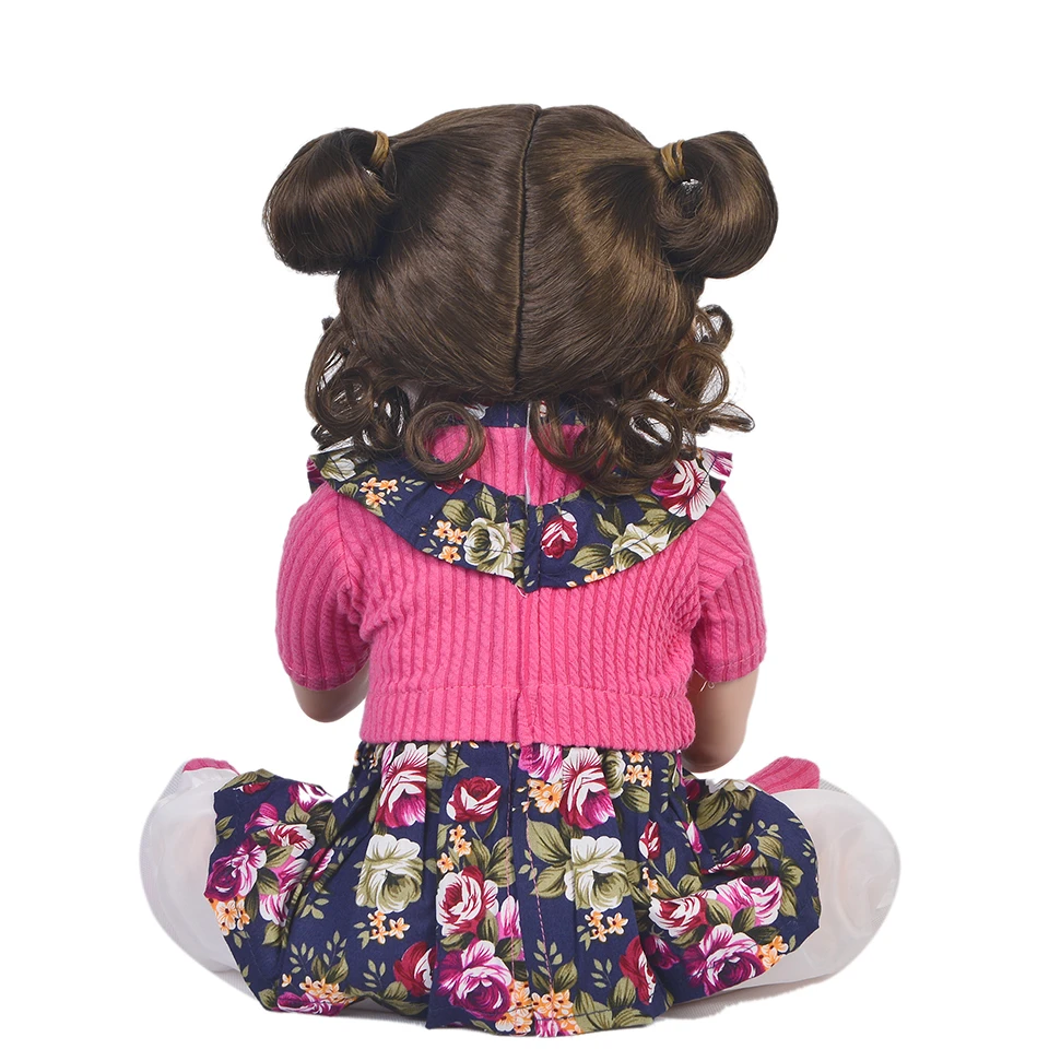 22 дюйма кукла все силиконовый корпус реалистичные куклы новорожденных одежда Платье с розой модные жив Reborn Baby Doll для девочек подарок на день рождения