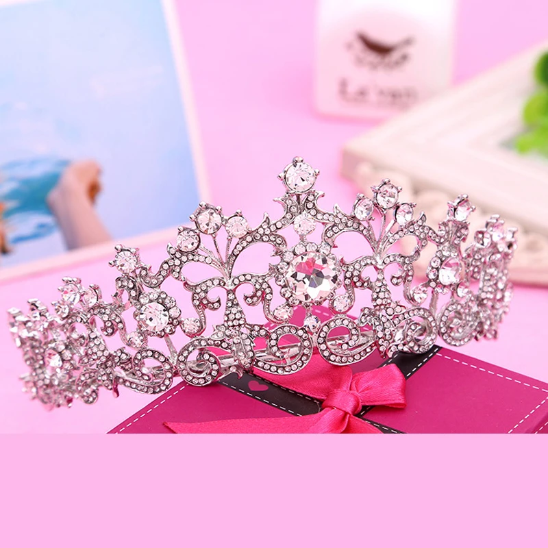 Silver Color Bridal Tiaras Crowns Crystal Rhinestone Prom Pageant Wedding Accessories Headpiece Headband Tiara |