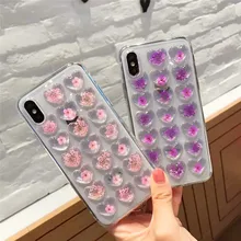 

Glitter 3D Love Heart Phone Case For iPhone 7 Plus Transparent Cases Soft TPU Clear Back Cover For iPhone X 6 6S 7 8 Plus Flower