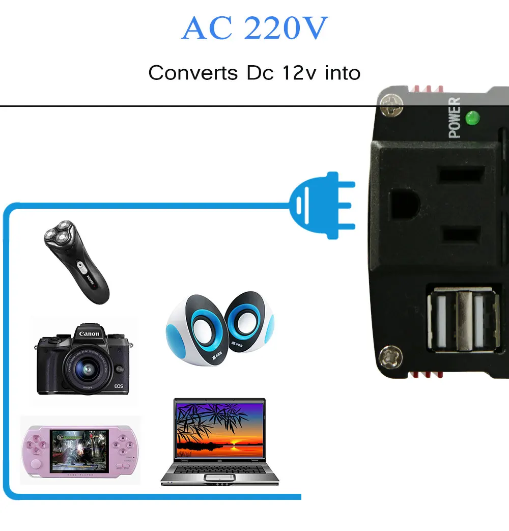300 Вт автомобильный инвертор постоянного тока 12 В 24 В к ac 110 В 220 В с переходник на американскую розетку и двойной usb-порт