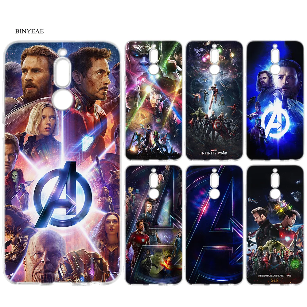 

BINYEAE Avengers III Iron Man Captain America Silicone Case for Huawei Mate 10 P20 P10 P9 P8 Y6 Y7 Honor 7C 7A 9 10 Lite Pro 201