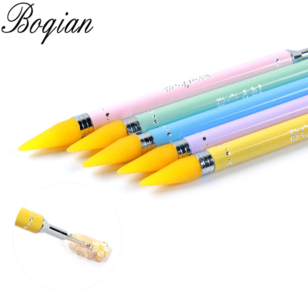 BQAN восковой подборщик горный хрусталь Dotting Pen двойной бисер Ручка для дизайна ногтей инструмент Кристалл Dot Pro украшение карандаш маникюр