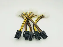 5 PCS 6Pin Feminino para Molex 4pin x2 Divisor SATA PCI-E PCI Express Extensão de Alimentação Cabo de Alimentação Cabos de 15 CENTÍMETROS para BTC Mineiro Mineração