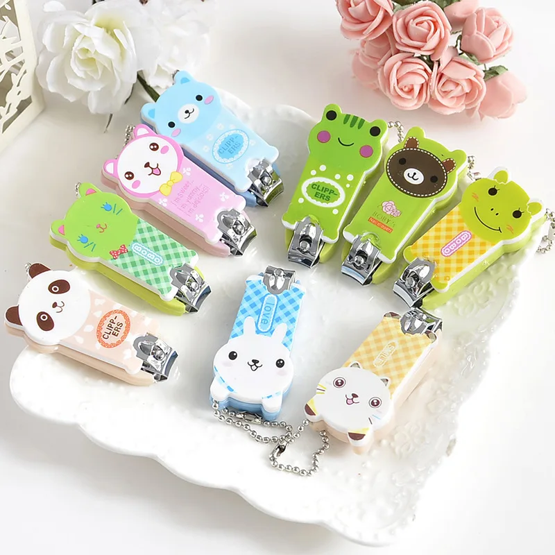 

1pc Random Color Nail Clipper Cartoon Finger Trimmer Scissors Portable Nail Cutter with Key chain Mini Cute Baby Nail Clipper