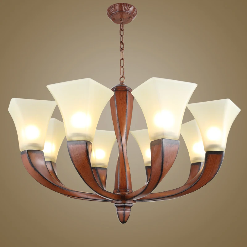 Отель светильник церковные люстры гостиная люстра стекло оттенок Смола красный деревянная люстра ресторан-бар освещение