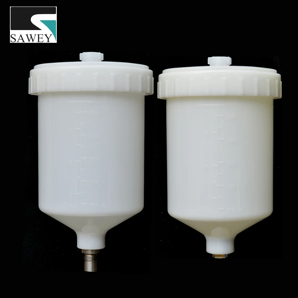 

Gravity Feed SAWEY Brand 600ml Plastic Spray Paint Cup Stainless Steel Thread Connector Free Shipping