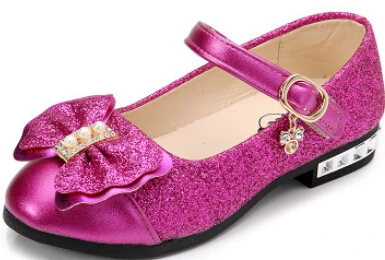 Новинка года; детская обувь принцессы с блестками для девочек; Свадебная вечеринка; детская модельная обувь для девочек; цвет розовый, розовый, красный, золотой; школьная обувь - Цвет: Красный