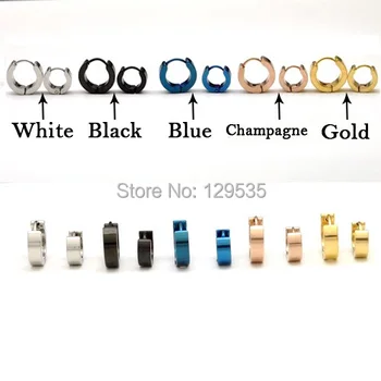 

Alisouy New 5 Colors for choice 4mm width Male titanium Fashion cool ear buckle a lot 10 pair earring