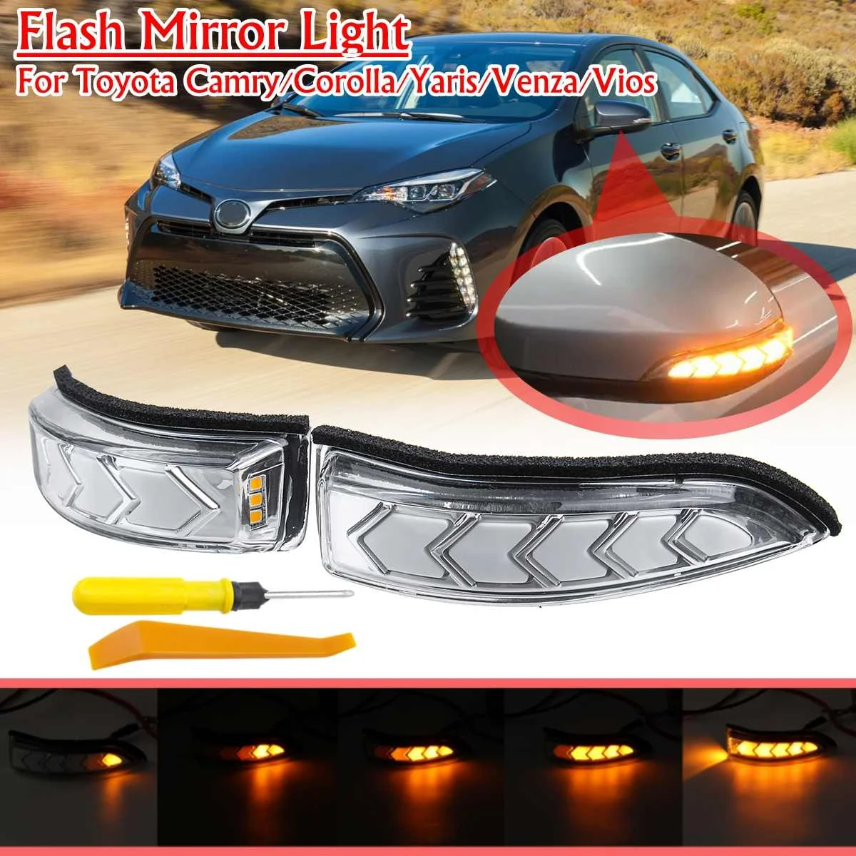 

Led Car Mirror Turn Flow Light Signal Blink for Toyota Camry XV50 Corolla E170 Altis Vios Yaris Prius Rearview Mirror Light Side