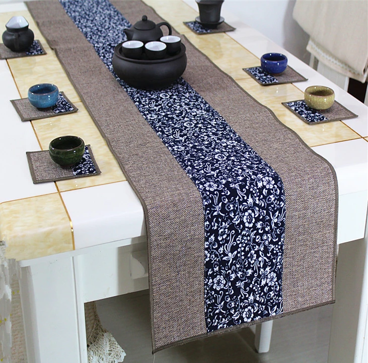 Скатерть прямоугольная из хлопка и льна в китайском стиле|table runner|chinese table runnerpatchwork