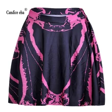 Candice Эльза женские юбки цифровая печать оптом черная юбка Скелет плиссированная юбка skt1194