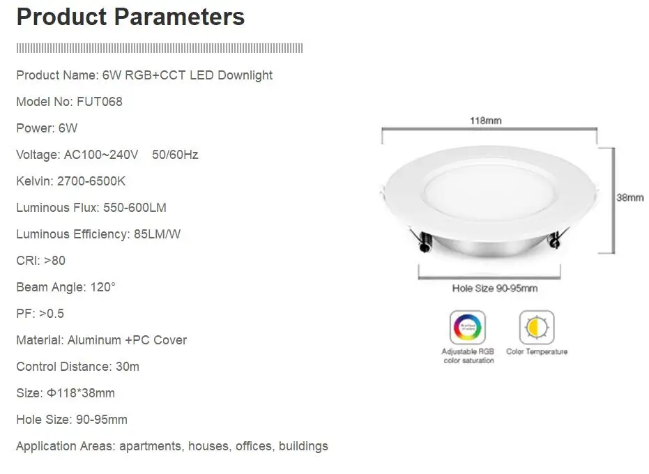 MILIGHT AC100-240 V, 6 Вт, 9 Вт, 12 Вт, 15 Вт, 18 Вт, 25 Вт RGB+ CCT светодиодный светильник водонепроницаемый светодиодный потолочный прожектор FUT061 062 063 064 065 066 068 069