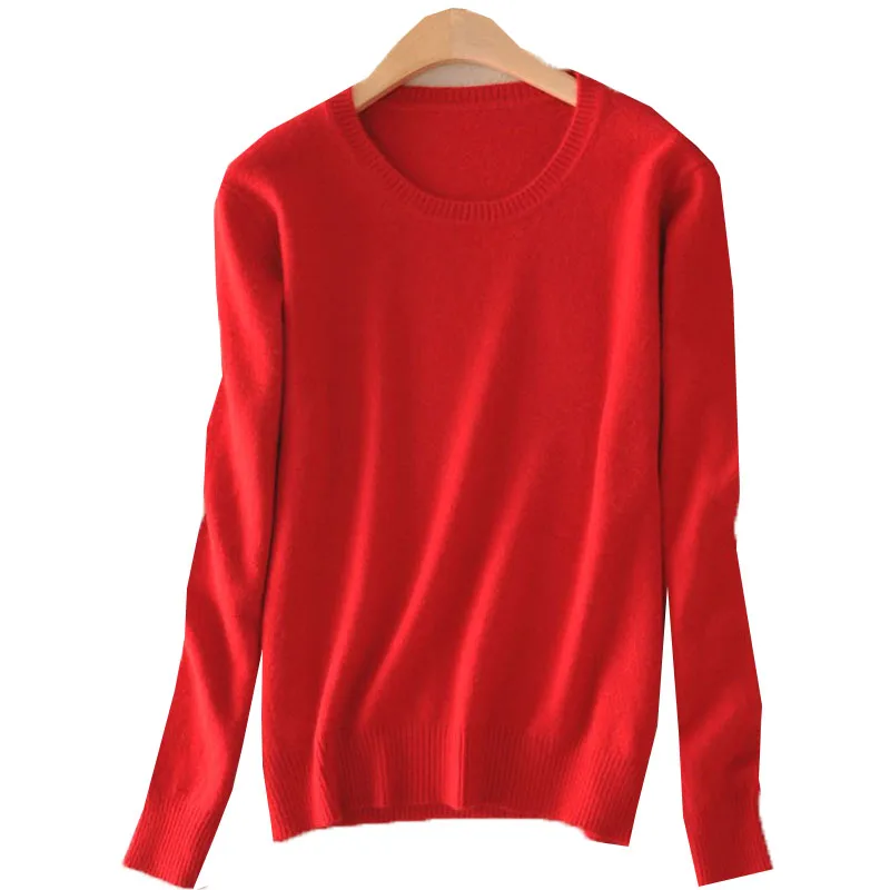  Women's Christmas o-neck  Sweater Tops Female Long Sleeve Autumn Winter Wool Turtleneck Pullovers Happy holidays color 
