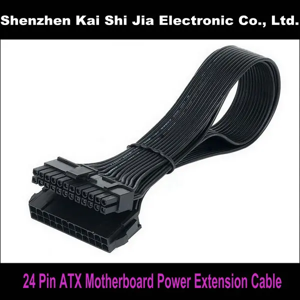 New 12" Black ATX 24Pin PSU Female to Male Motherboard Power Extension